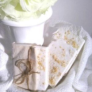 HANDCRAFTED OATMEAL COCONUT EXFOLIATING BATH SOAP BARS 2 PIECE SET 8.0oz NWT